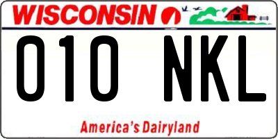 WI license plate 010NKL