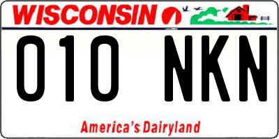 WI license plate 010NKN