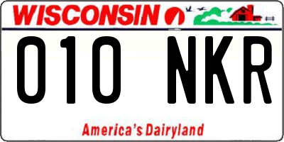 WI license plate 010NKR