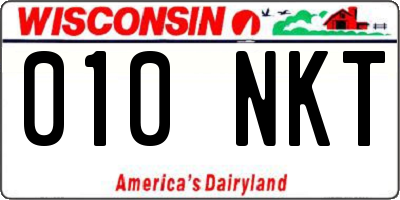 WI license plate 010NKT
