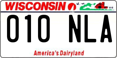 WI license plate 010NLA