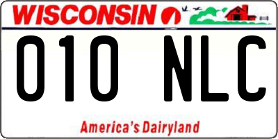 WI license plate 010NLC