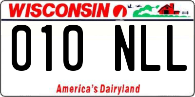 WI license plate 010NLL