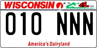 WI license plate 010NNN