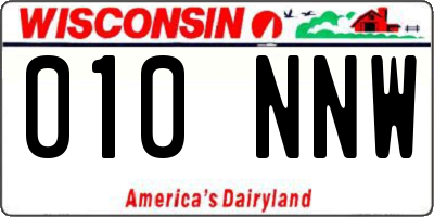 WI license plate 010NNW