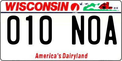 WI license plate 010NOA