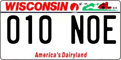 WI license plate 010NOE