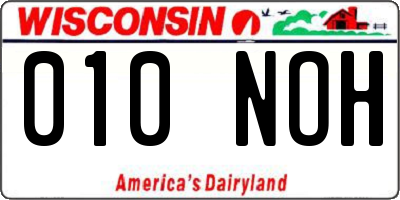 WI license plate 010NOH