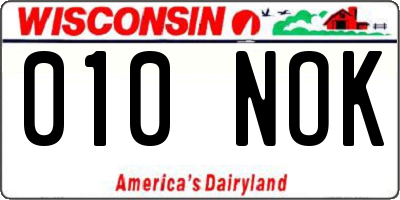 WI license plate 010NOK