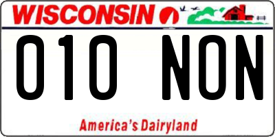 WI license plate 010NON