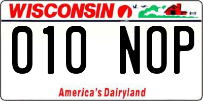 WI license plate 010NOP