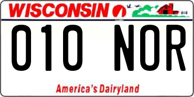 WI license plate 010NOR