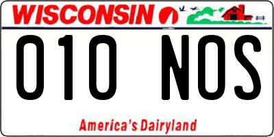 WI license plate 010NOS