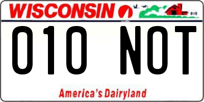 WI license plate 010NOT
