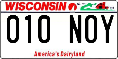 WI license plate 010NOY
