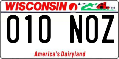 WI license plate 010NOZ