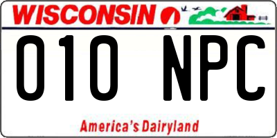 WI license plate 010NPC