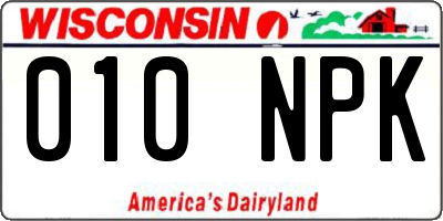 WI license plate 010NPK