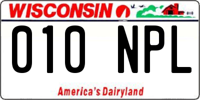 WI license plate 010NPL