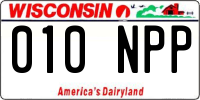 WI license plate 010NPP