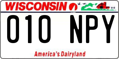 WI license plate 010NPY
