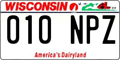 WI license plate 010NPZ