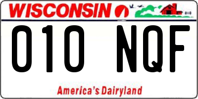 WI license plate 010NQF