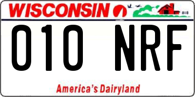WI license plate 010NRF
