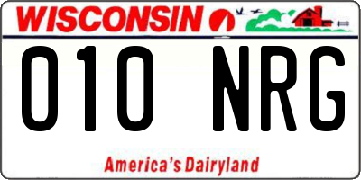 WI license plate 010NRG