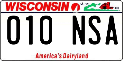 WI license plate 010NSA