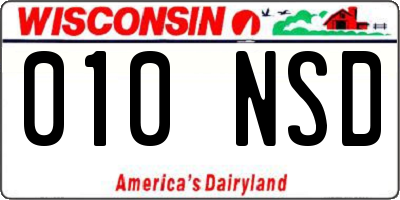 WI license plate 010NSD