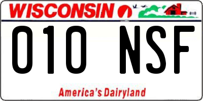 WI license plate 010NSF