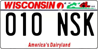 WI license plate 010NSK