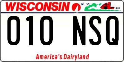 WI license plate 010NSQ
