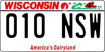 WI license plate 010NSW