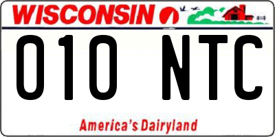 WI license plate 010NTC