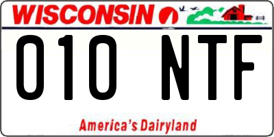 WI license plate 010NTF