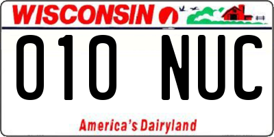 WI license plate 010NUC