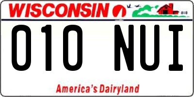 WI license plate 010NUI