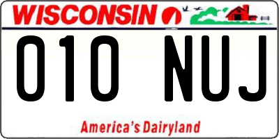 WI license plate 010NUJ