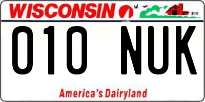 WI license plate 010NUK