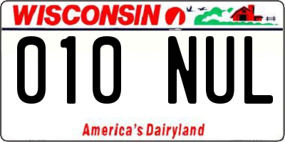 WI license plate 010NUL