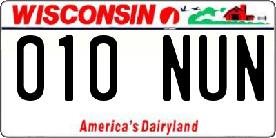 WI license plate 010NUN