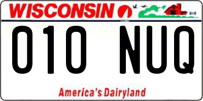 WI license plate 010NUQ