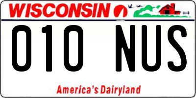 WI license plate 010NUS