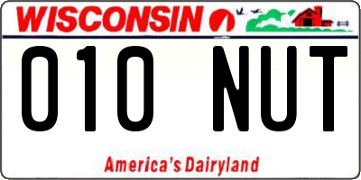 WI license plate 010NUT