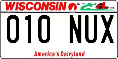 WI license plate 010NUX
