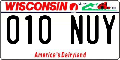 WI license plate 010NUY