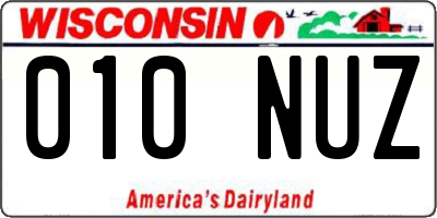 WI license plate 010NUZ