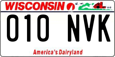 WI license plate 010NVK
